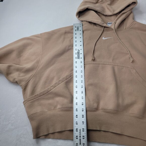 Nike Hoodie Center Swoosh Women’s Beige Oversized Pullover Size M - Picture 3 of 12